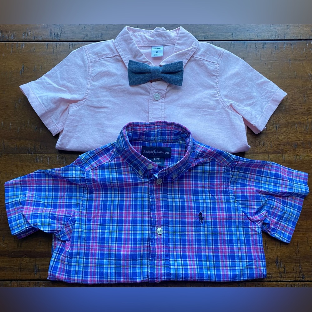 •EUC•Ralph Lauren + Old Navy Short Sleeve Button Down Polo Top Bundle- 2T